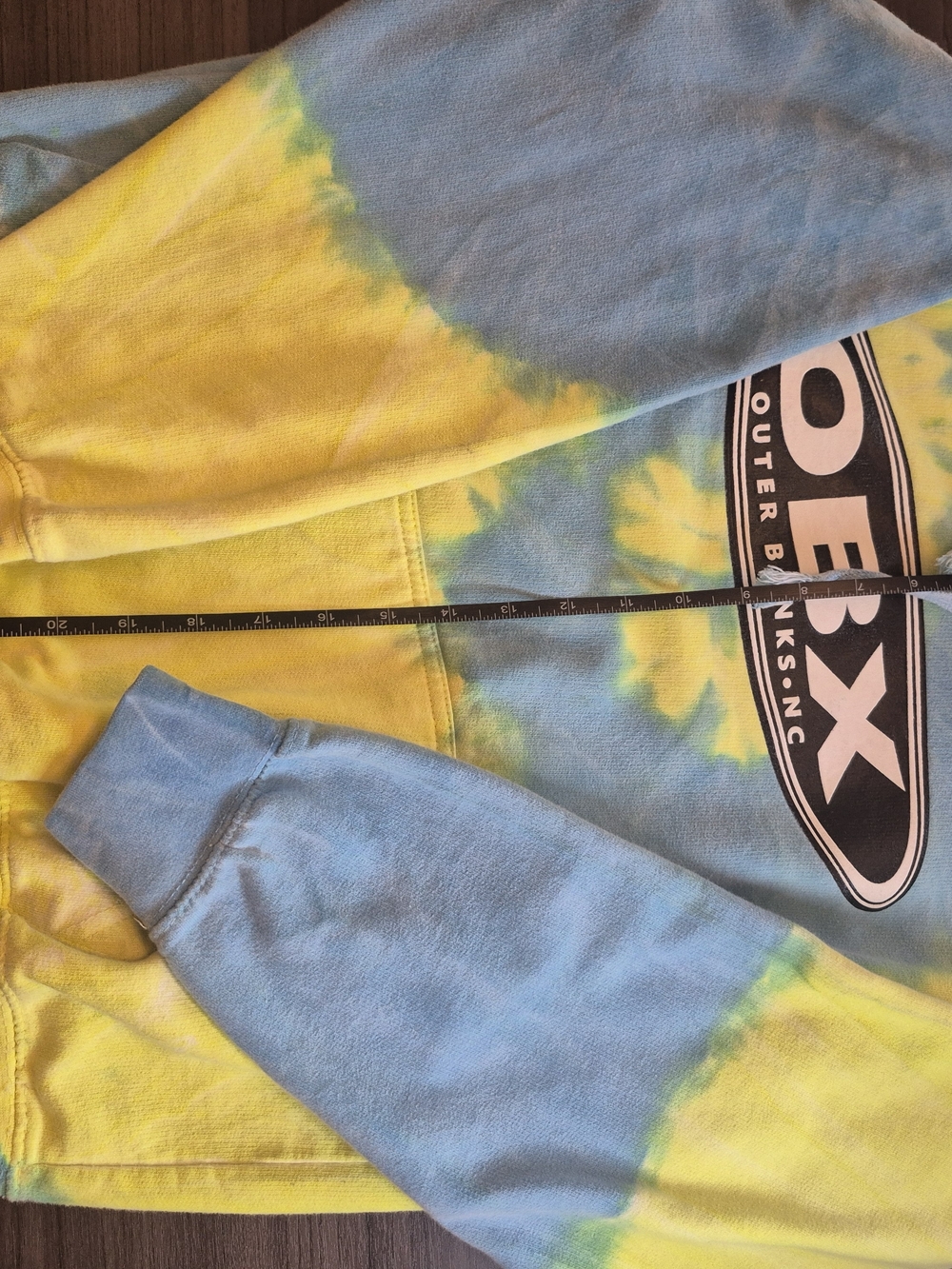OBX Tie-Dye Pullover Hoodie in Blue and Yellow - Picture 10 of 13